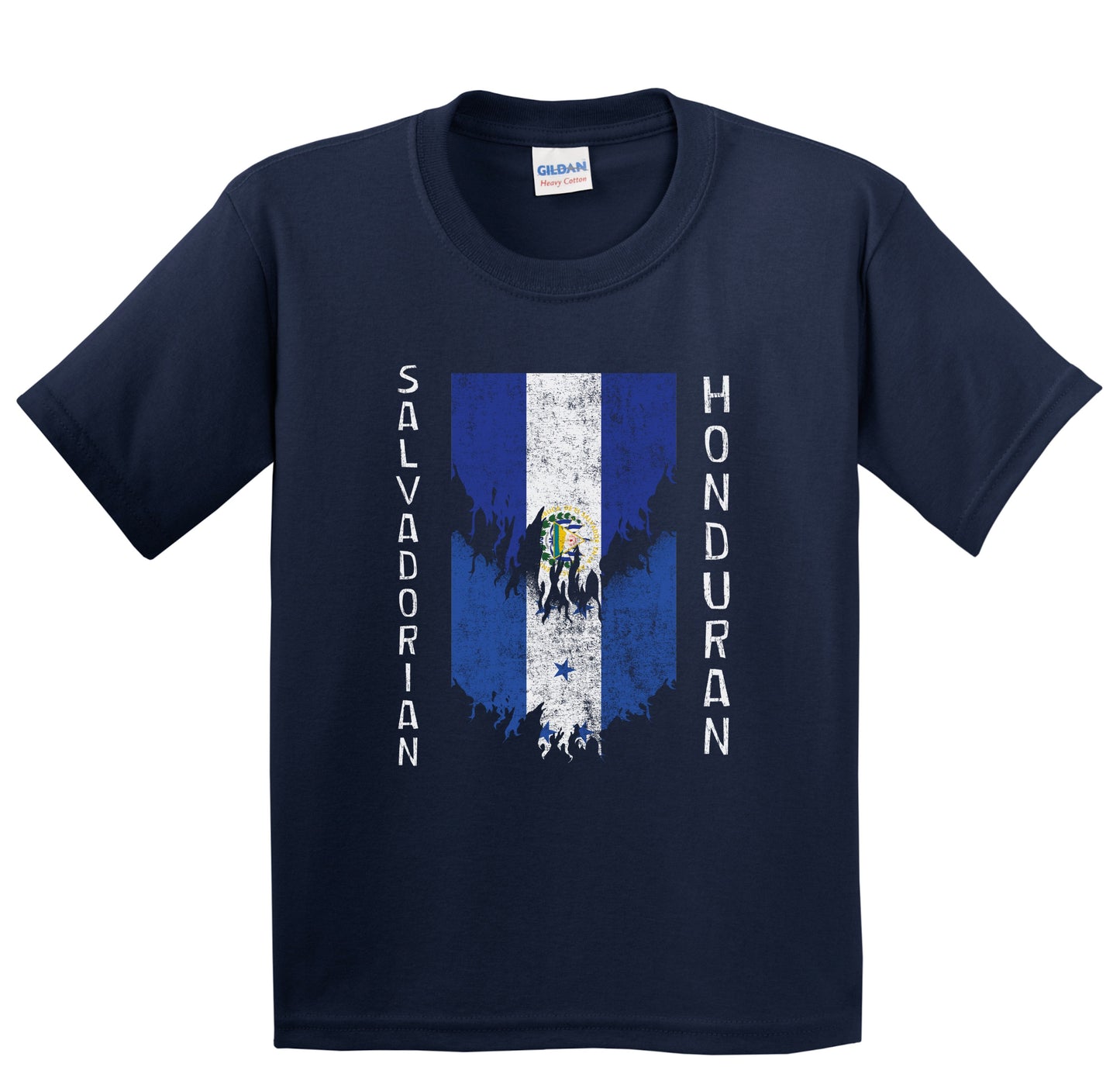 Salvadorian Honduran Flags Ripped Torn El Salvador Honduras Youth T-Shirt
