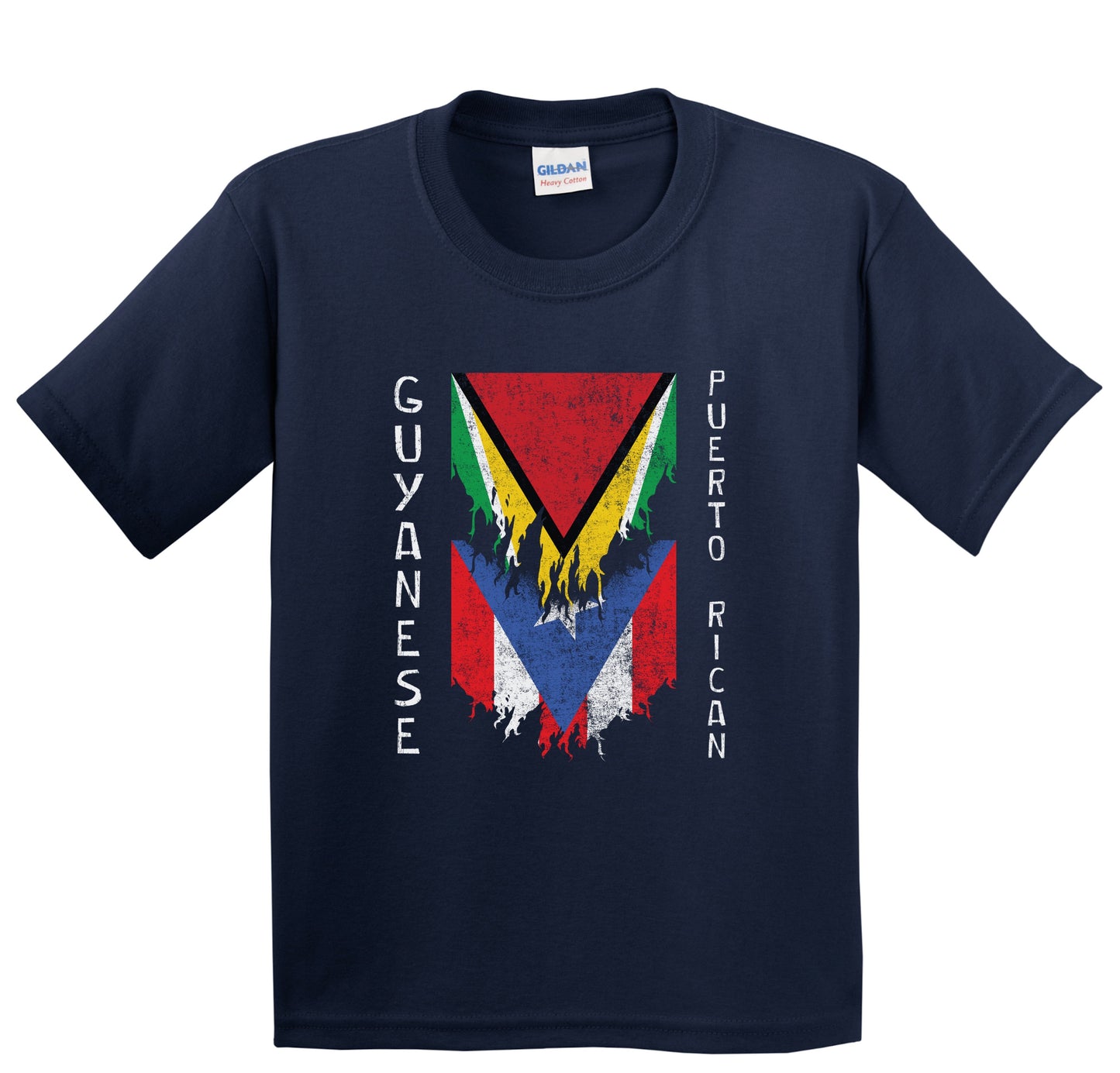 Guyanese Puerto Rican Flags Ripped Torn Guyana Puerto Rico Youth T-Shirt