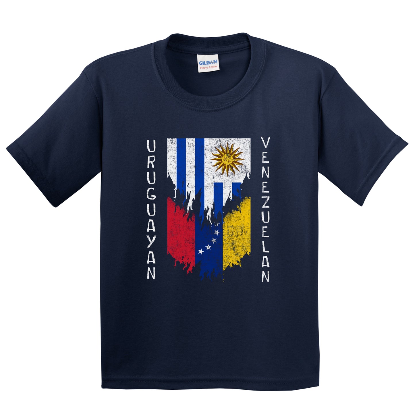 Uruguayan Venezuelan Flags Ripped Torn Uruguay Venezuela Youth T-Shirt