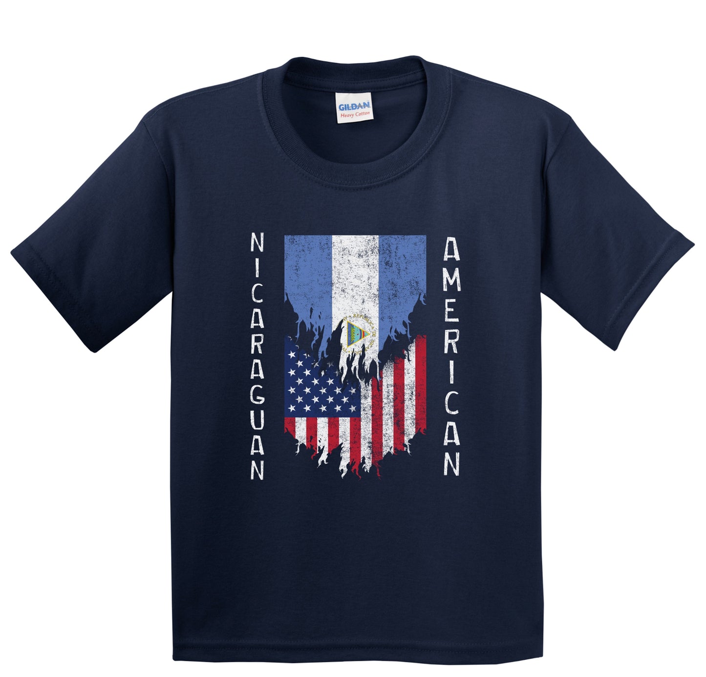 Nicaraguan American Flags Ripped Torn Nicaragua Youth T-Shirt