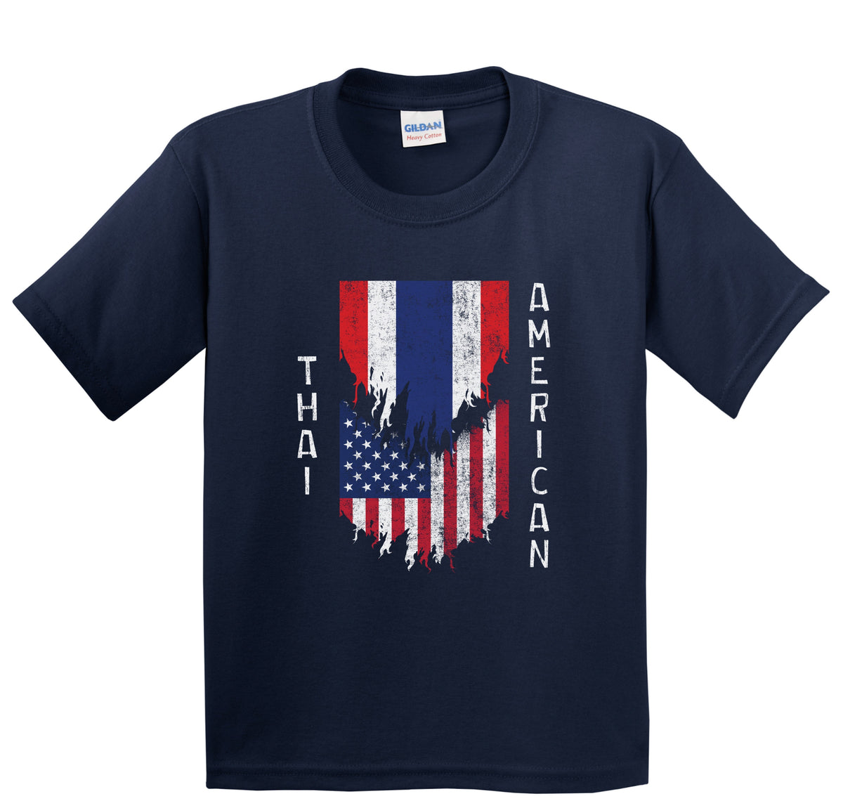 Thai American Flags Ripped Torn Thailand Youth T-Shirt