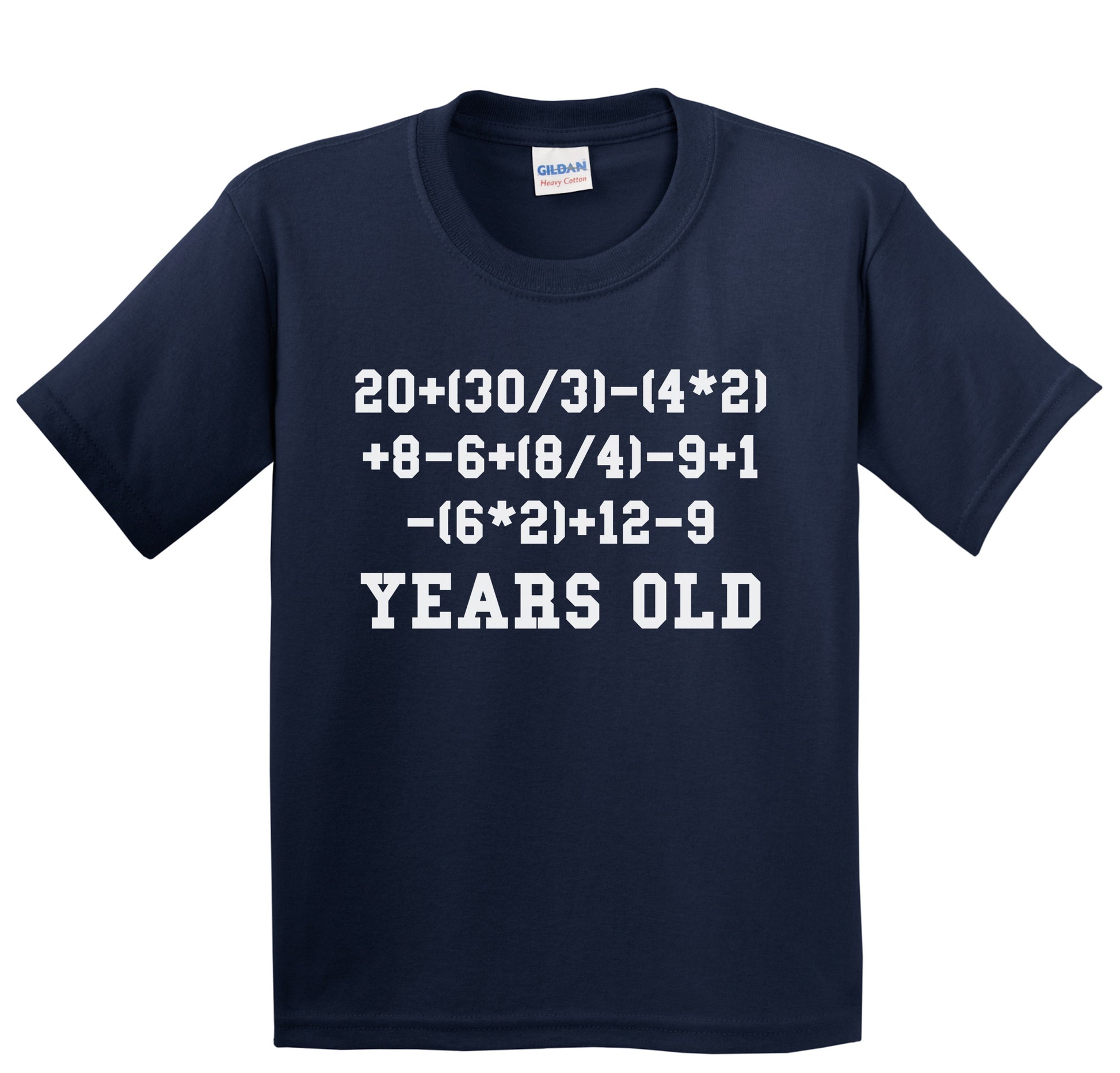 9 Years Old Algebra Math Equation Funny 9th Birthday Youth T-Shirt