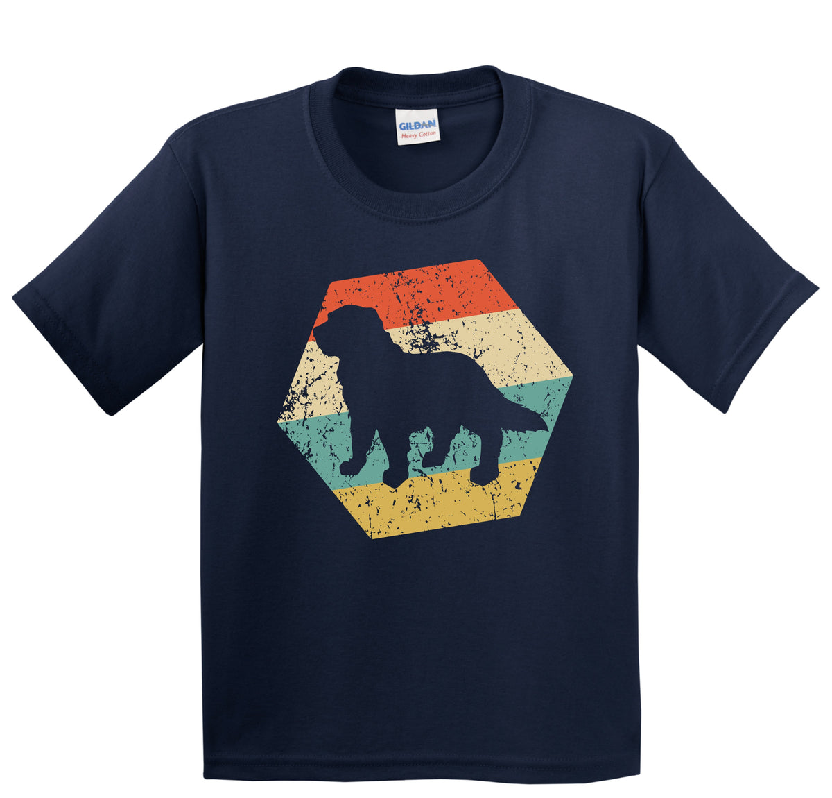 Newfoundland Dog Breed Retro Distressed Hexagon Youth T-Shirt
