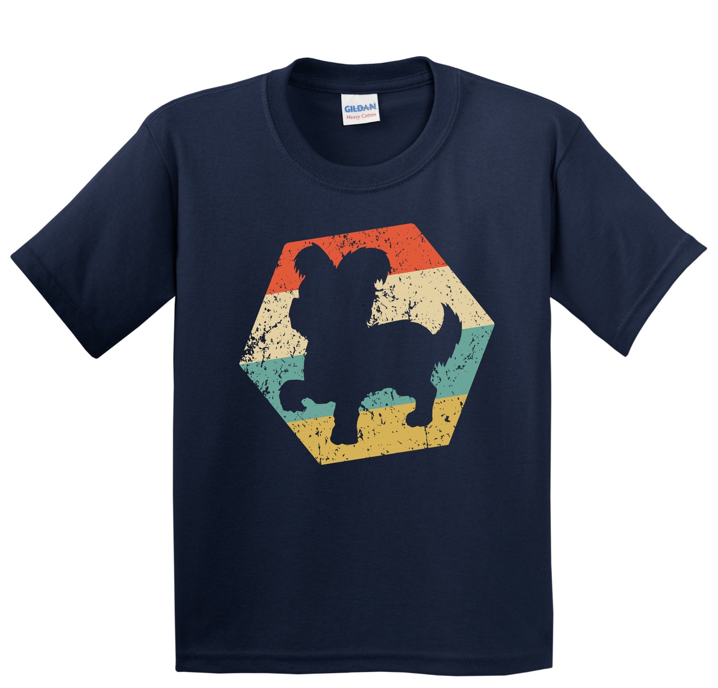 Yorkshire Terrier Dog Breed Retro Distressed Hexagon Youth T-Shirt