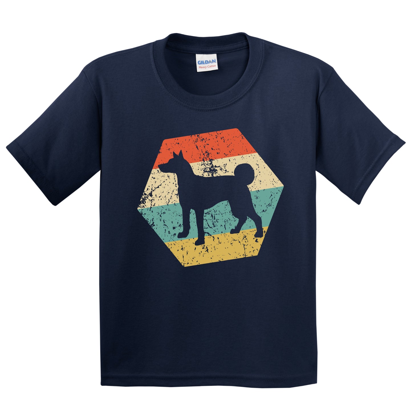 Basenji Dog Breed Retro Distressed Hexagon Youth T-Shirt