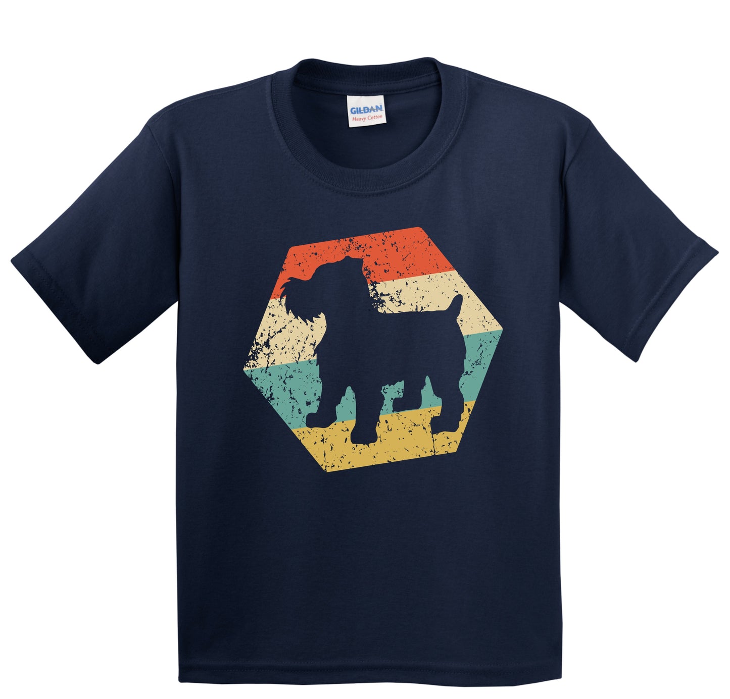 Brussels Griffon Dog Breed Retro Distressed Hexagon Youth T-Shirt