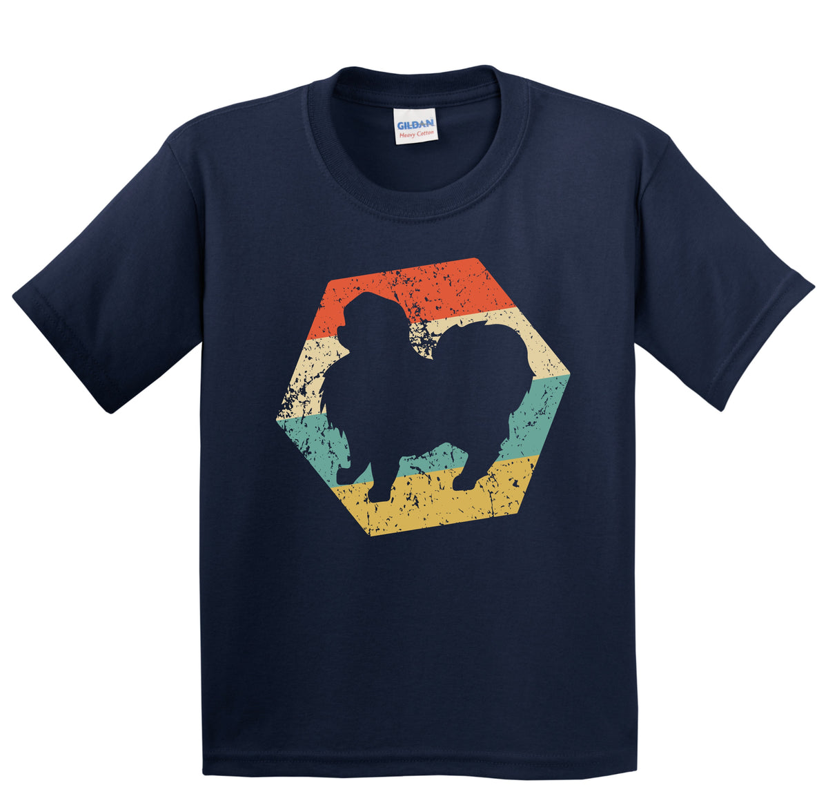 Japanese Chin Dog Breed Retro Distressed Hexagon Youth T-Shirt