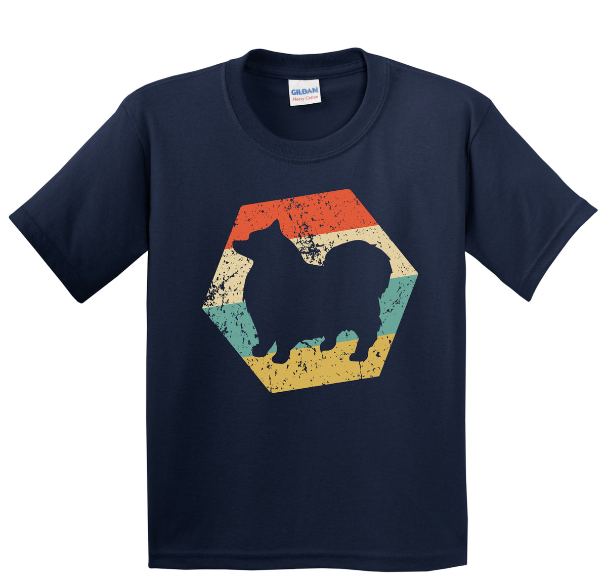 Keeshond Dog Breed Retro Distressed Hexagon Youth T-Shirt