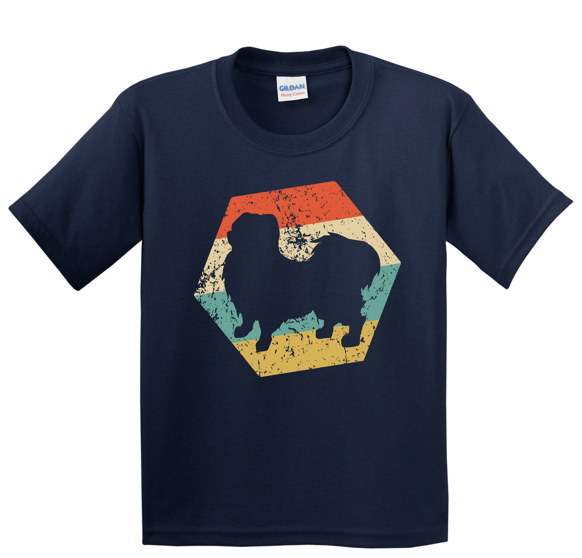 Pekingese Dog Breed Retro Distressed Hexagon Youth T-Shirt