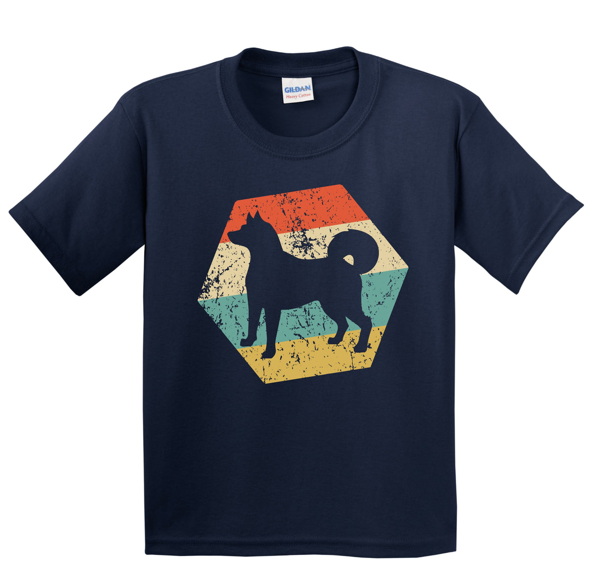 Shiba Inu Dog Breed Retro Distressed Hexagon Youth T-Shirt