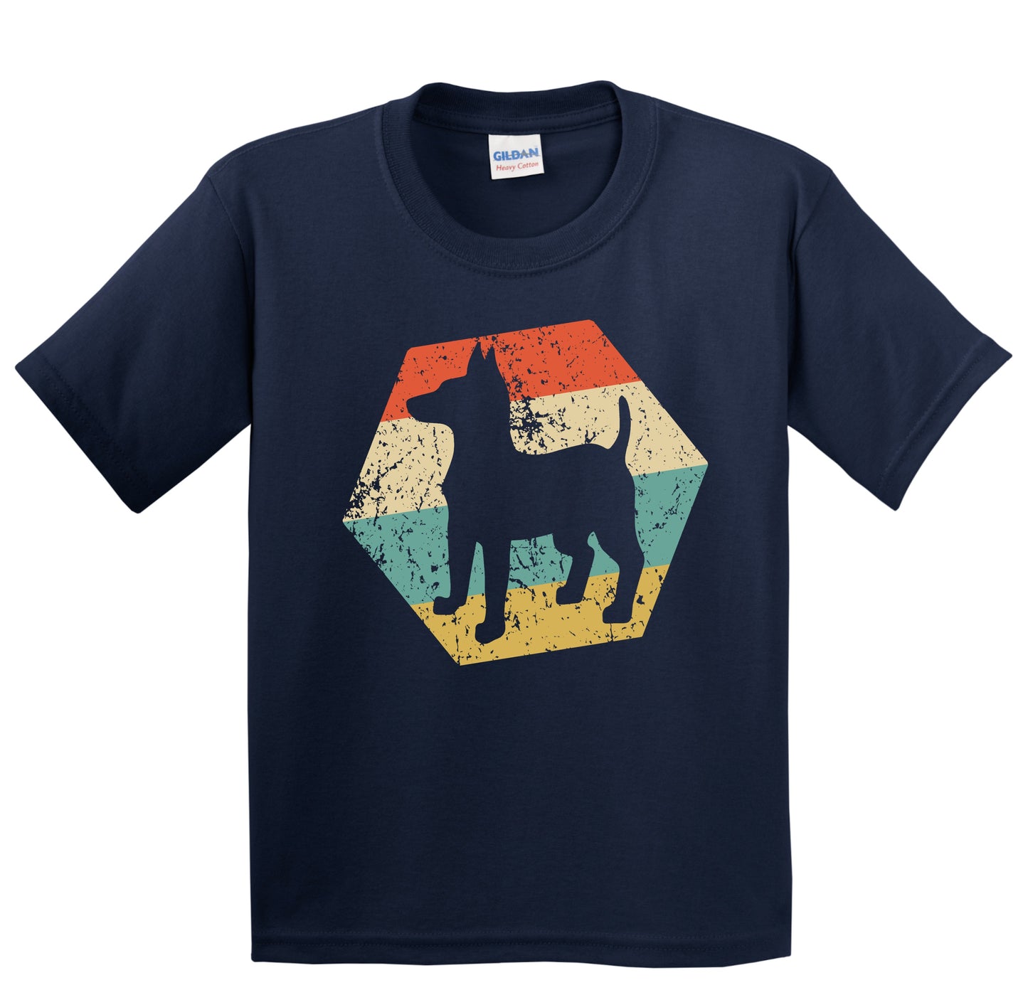 Toy Fox Terrier Dog Breed Retro Distressed Hexagon Youth T-Shirt