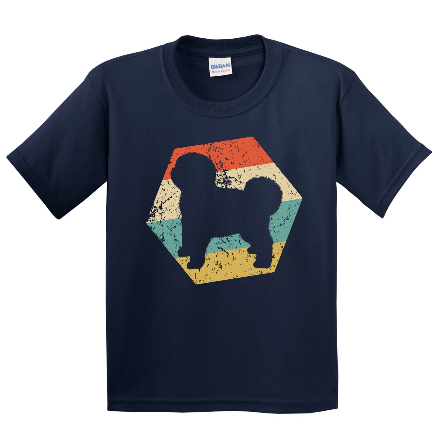 Old English Sheepdog Dog Breed Retro Distressed Hexagon Youth T-Shirt