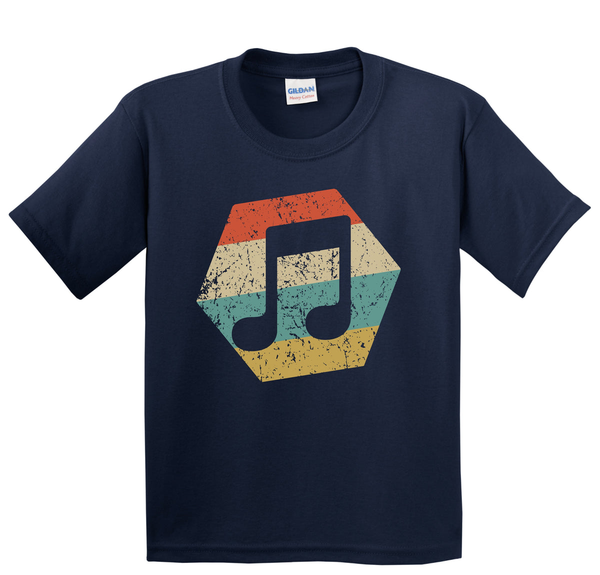 Music Note Retro Distressed Hexagon Eighth Notes Youth T-Shirt
