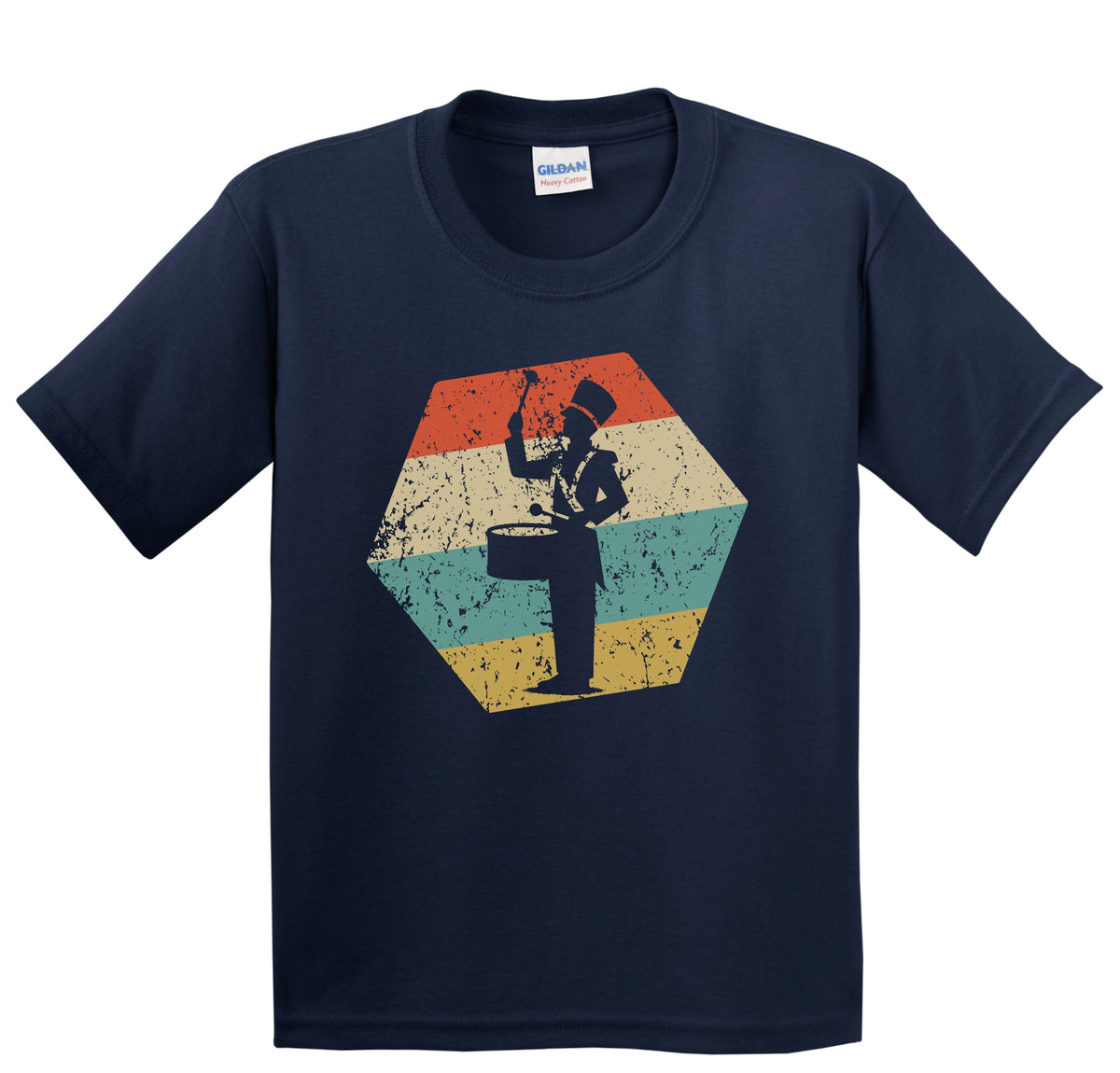 Marching Band Drummer Retro Distressed Hexagon Drums Youth T-Shirt