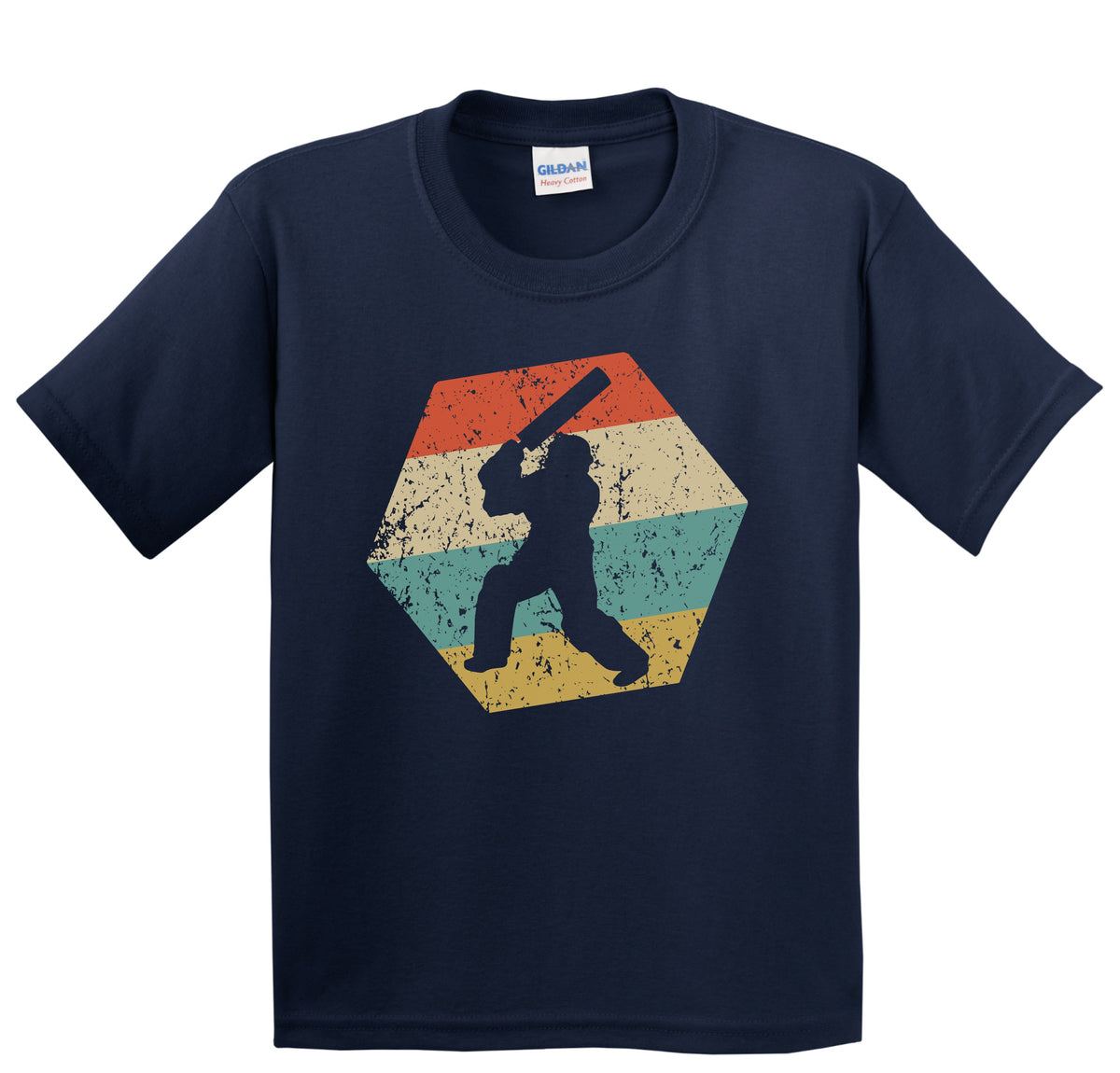 Cricket Retro Distressed Hexagon Cricket Player Youth T-Shirt