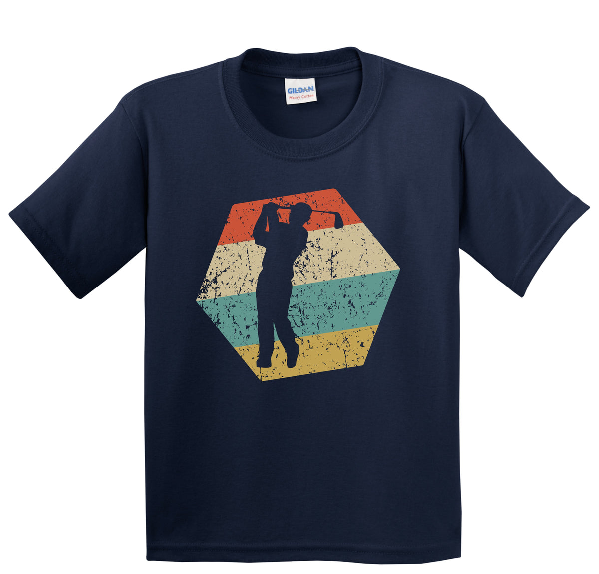 Golfer Retro Distressed Hexagon Golf Swing Youth T-Shirt