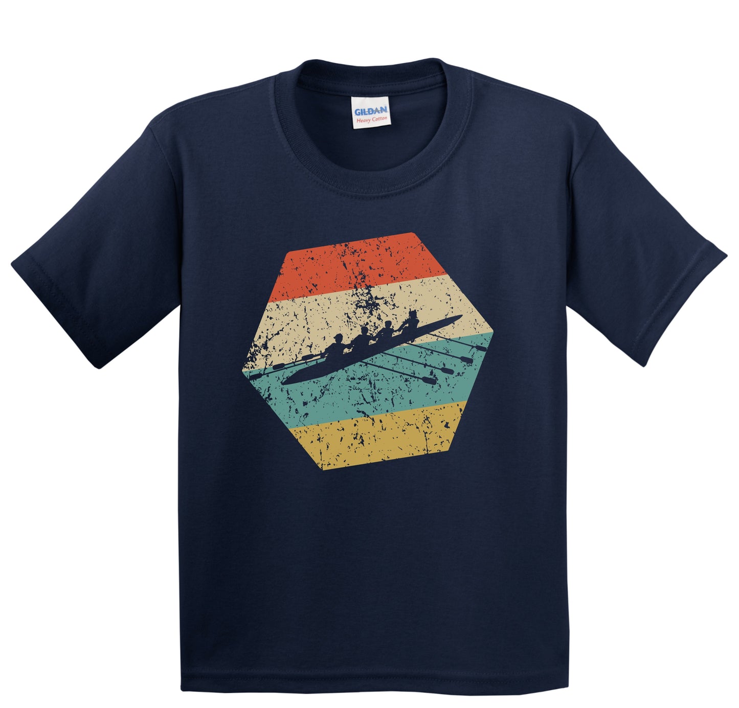 Crew Team Retro Distressed Hexagon Rowing Youth T-Shirt