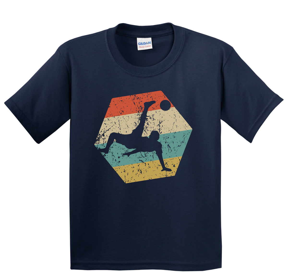 Soccer Retro Distressed Hexagon Soccer Kick Youth T-Shirt