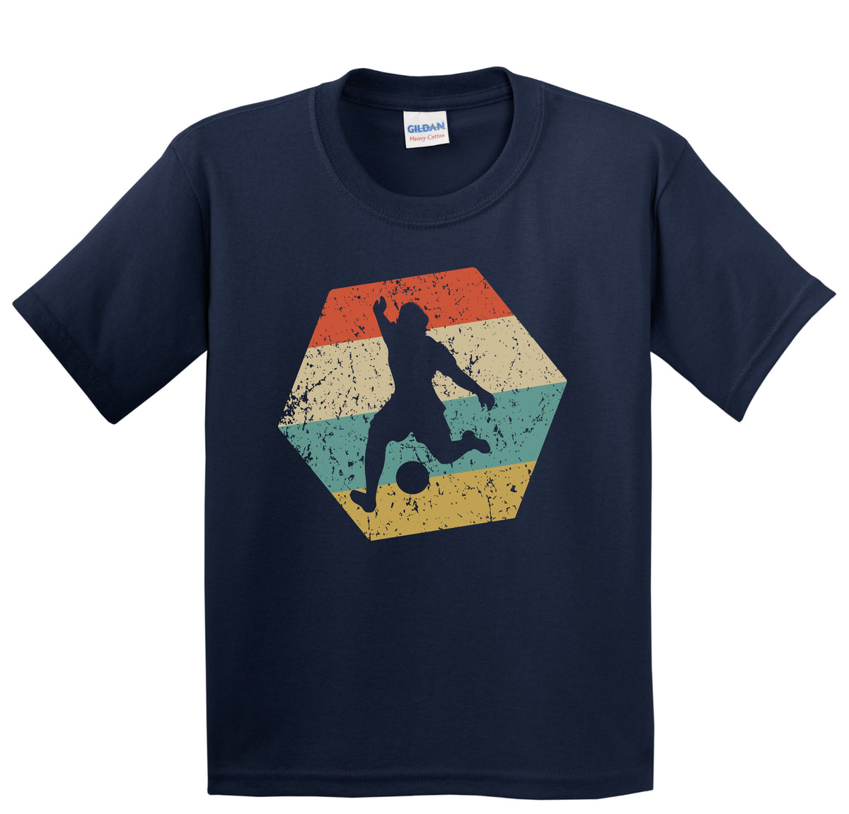 Soccer Retro Distressed Hexagon Bicycle Kick Youth T-Shirt