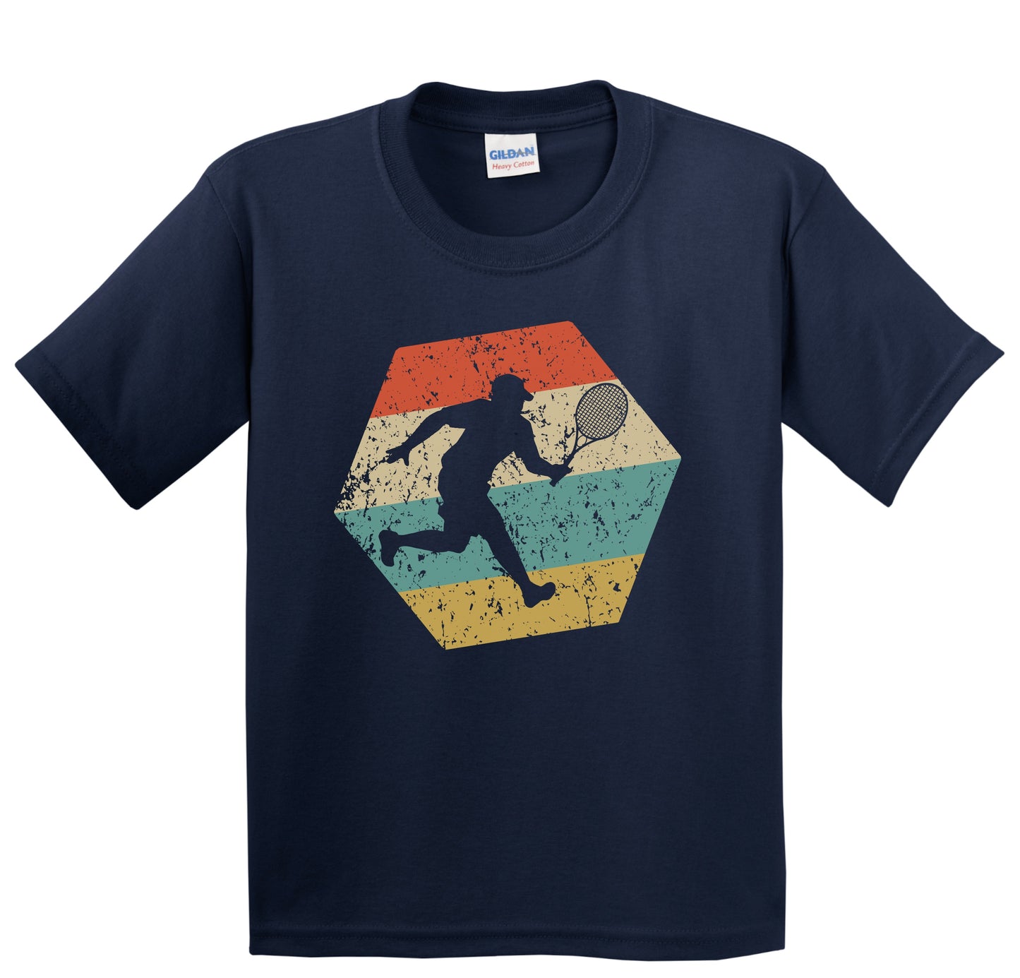 Tennis Player Retro Distressed Hexagon Tennis Youth T-Shirt