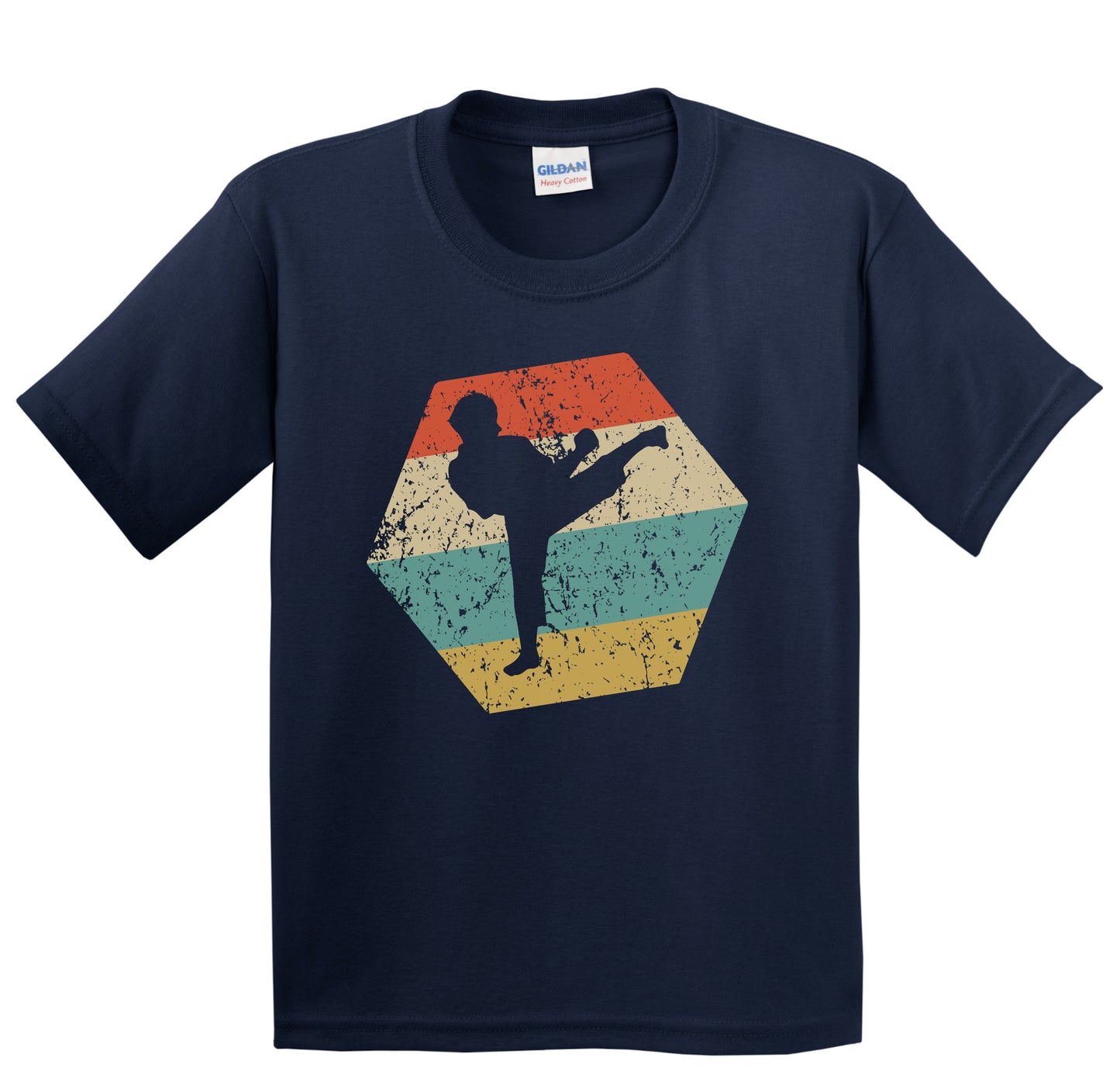 Martial Arts Retro Distressed Hexagon Tae Kwon Do Youth T-Shirt