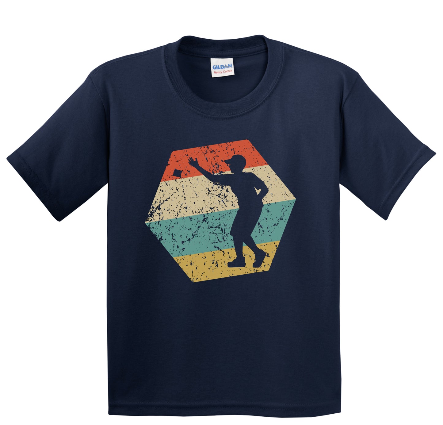 Cornhole Retro Distressed Hexagon Cornhole Toss Youth T-Shirt