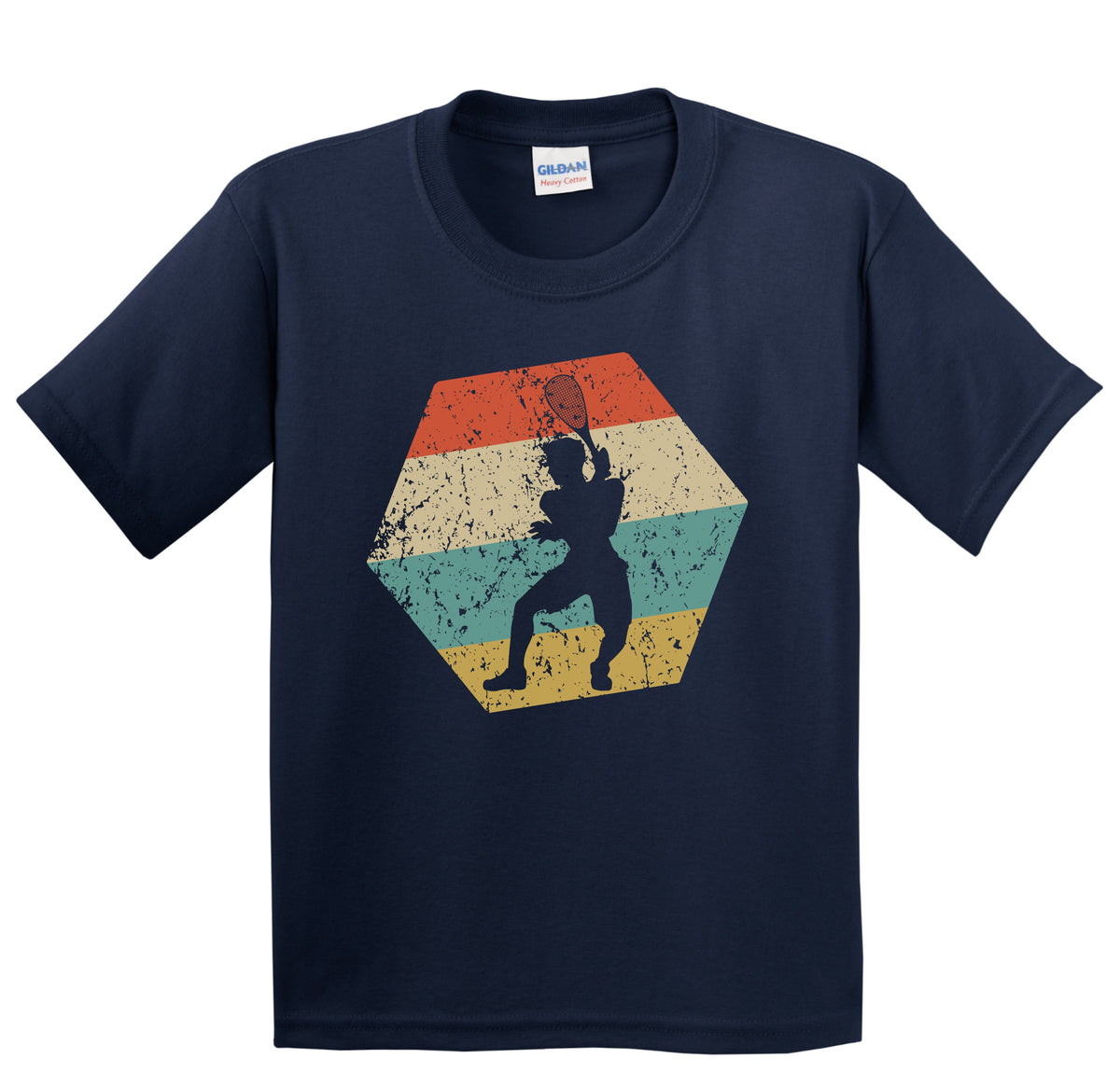 Squash Retro Distressed Hexagon Squash Player Youth T-Shirt