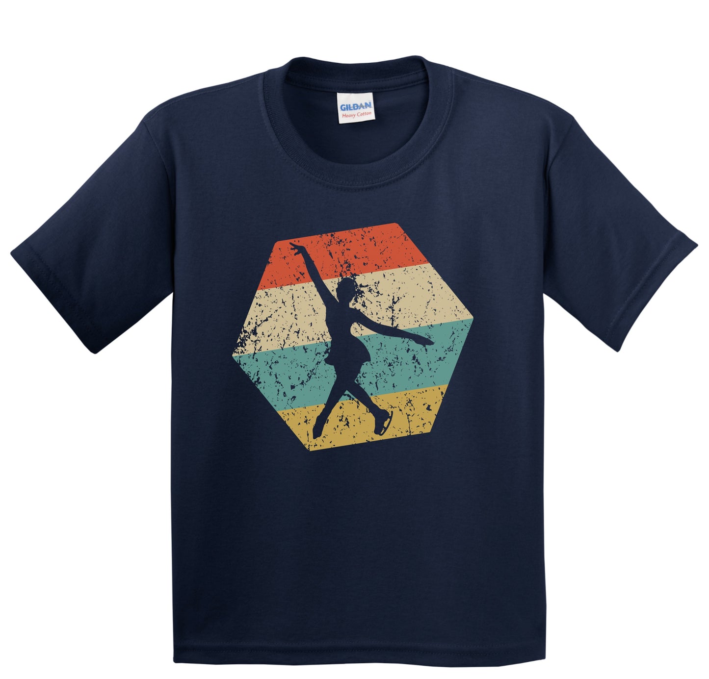 Figure Skating Retro Distressed Hexagon Female Figure Skater Youth T-Shirt