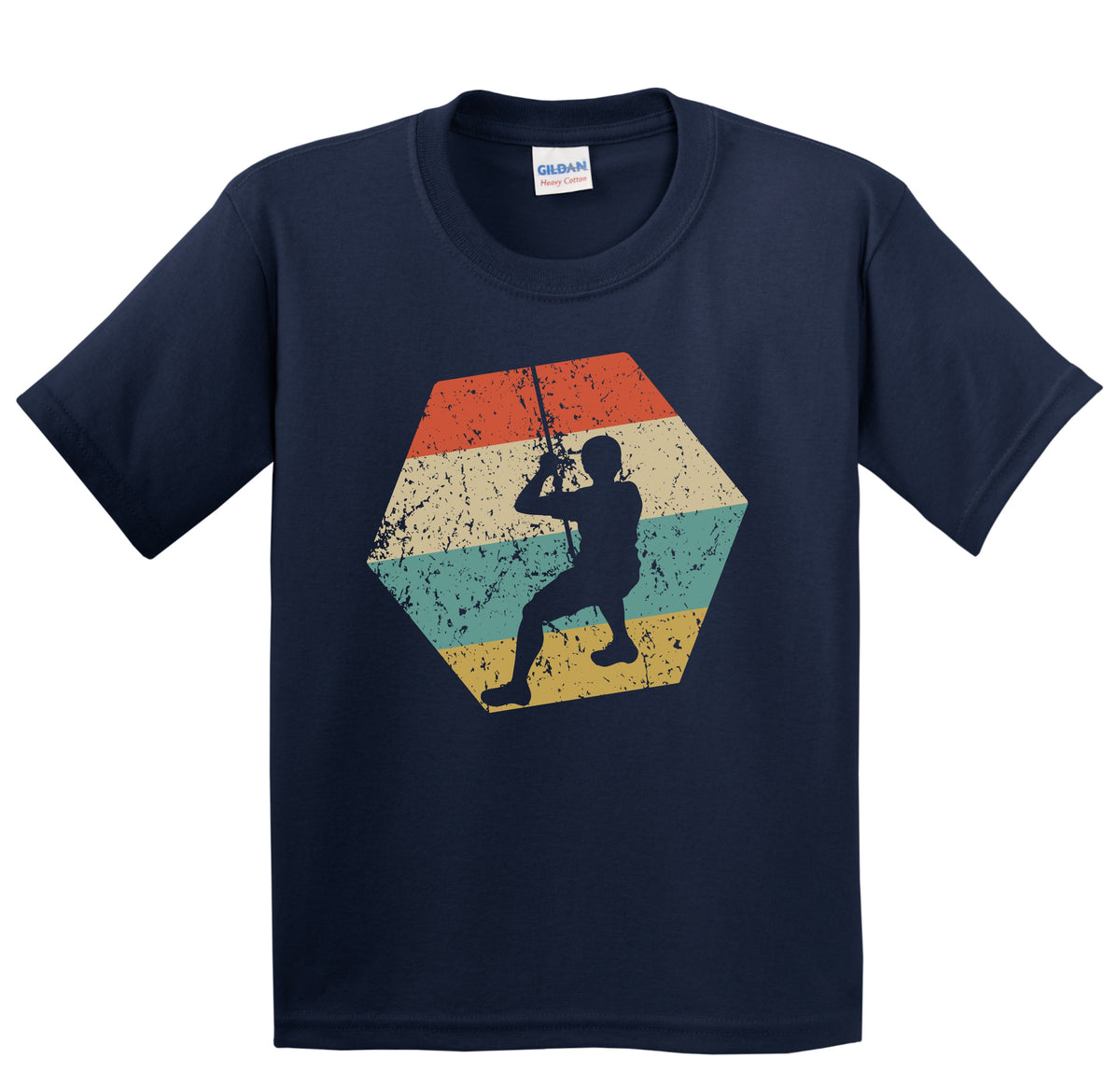 Rock Climber Retro Distressed Hexagon Rock Climbing Youth T-Shirt