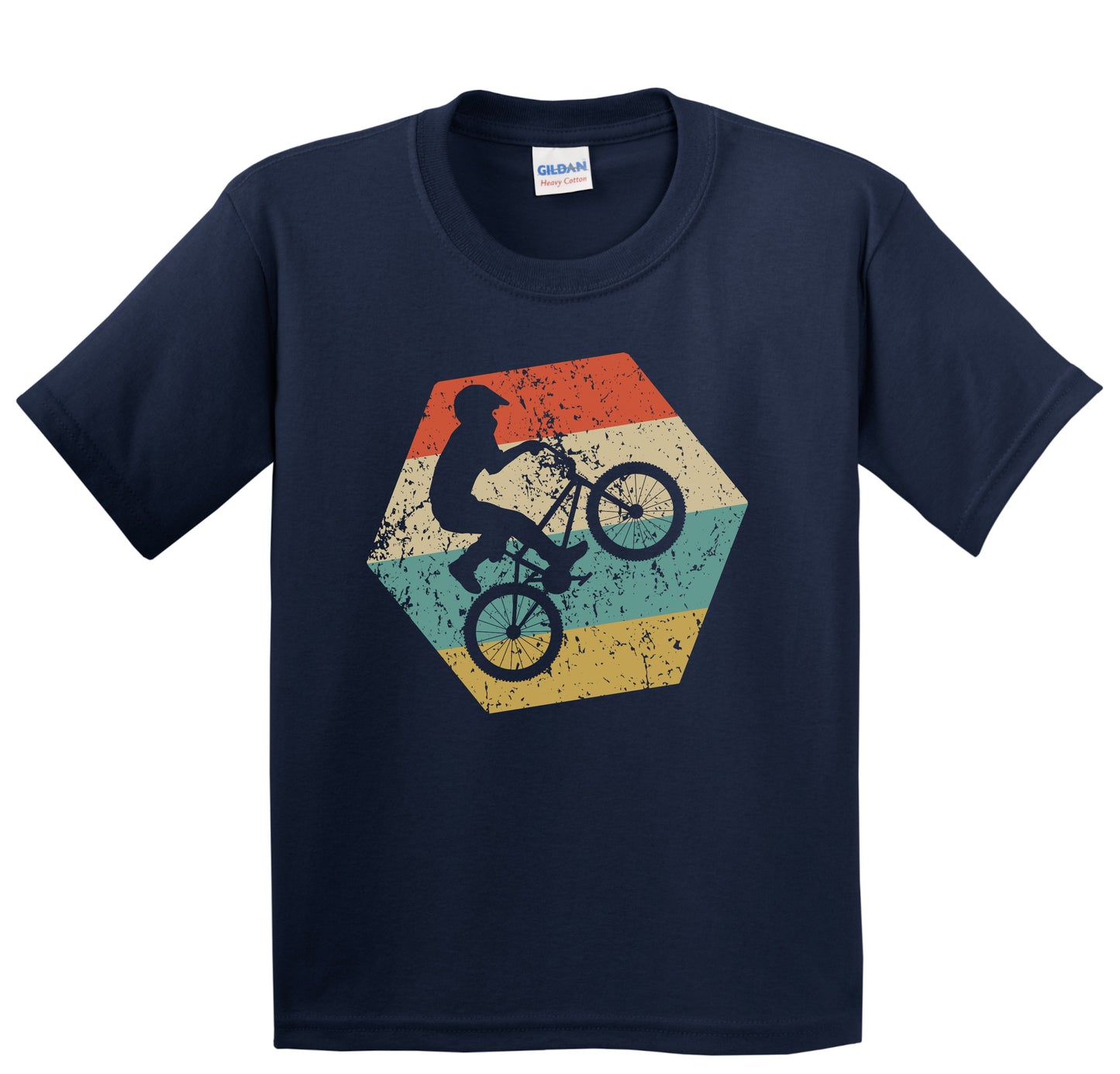 BMX Bike Retro Distressed Hexagon BMX Rider Youth T-Shirt