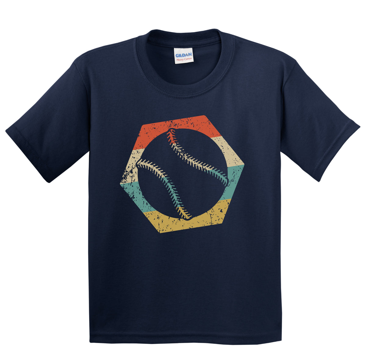 Baseball Softball Retro Distressed Hexagon Ball Youth T-Shirt