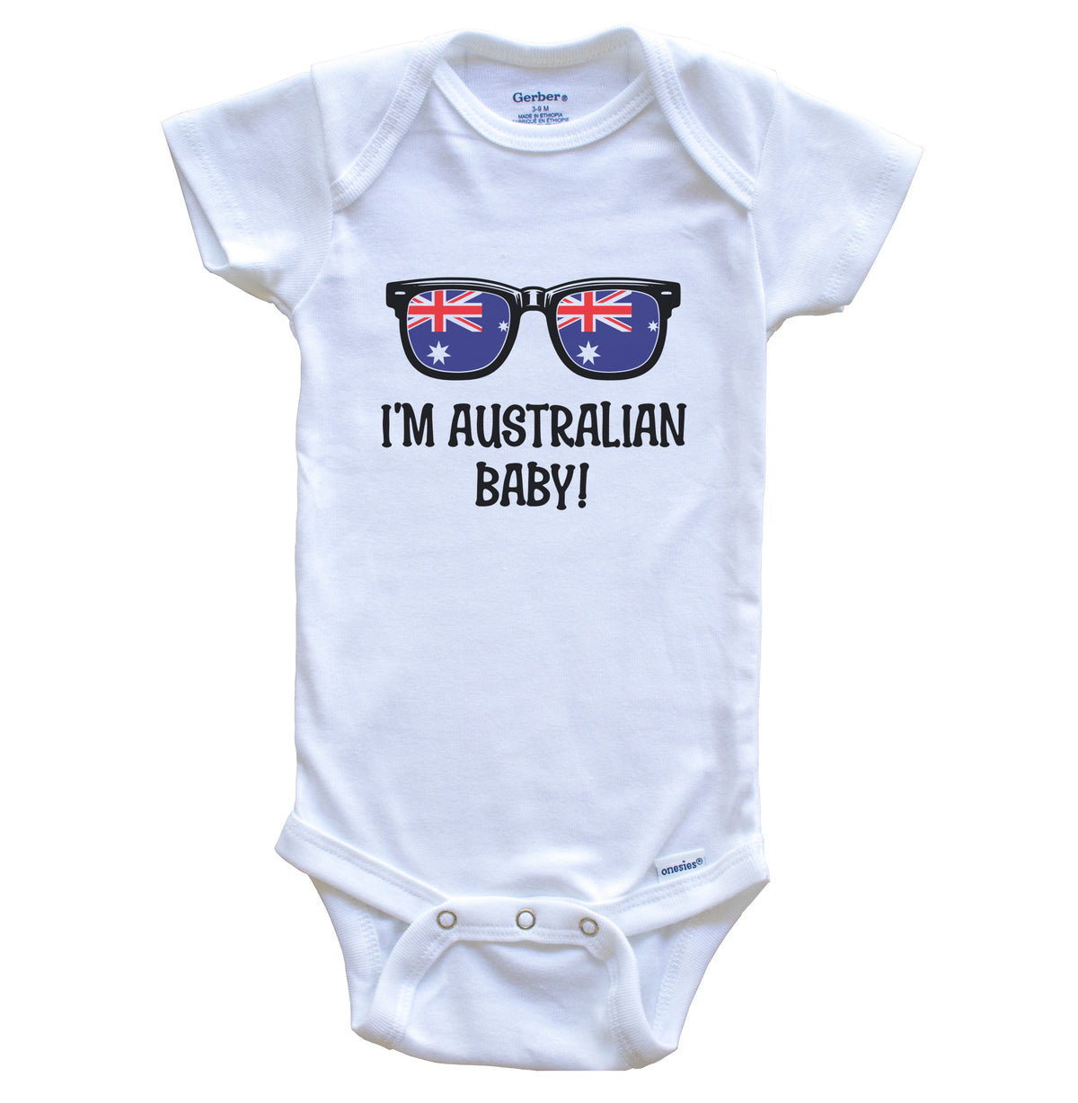 I'm Australian Baby Australian Flag Sunglasses Australia Funny Baby Bodysuit