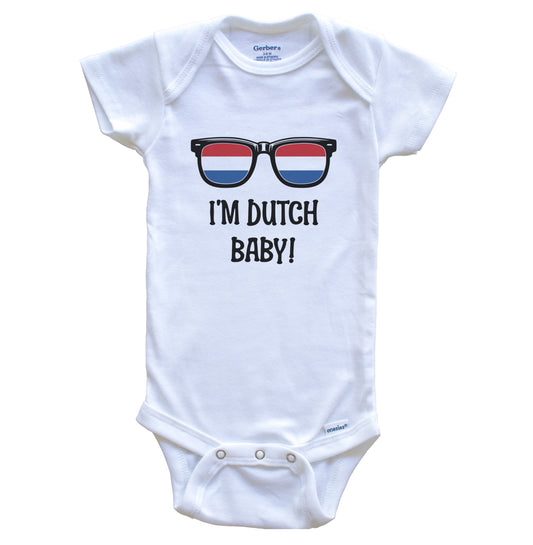 I'm Dutch Baby Dutch Flag Sunglasses Netherlands Funny Baby Bodysuit