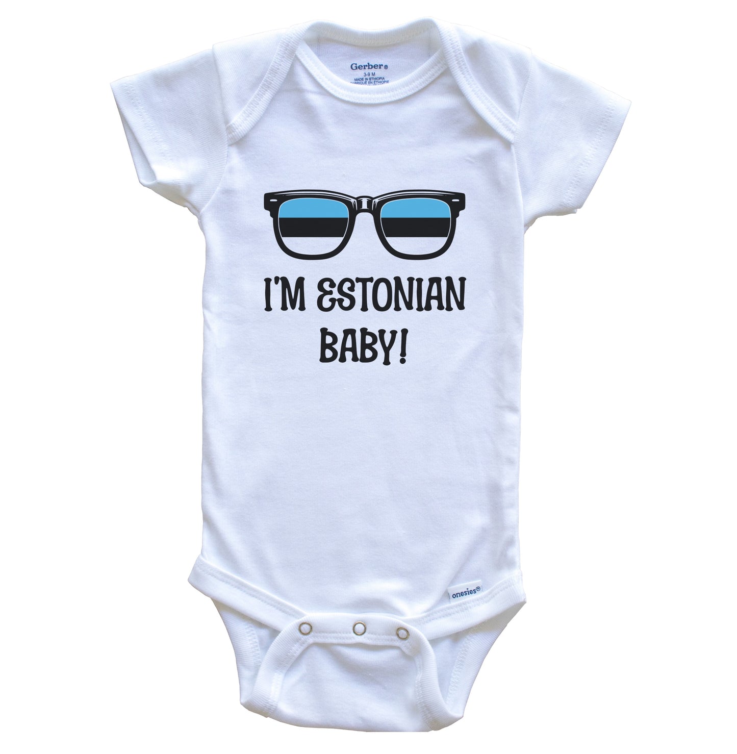 I'm Estonian Baby Estonian Flag Sunglasses Estonia Funny Baby Bodysuit