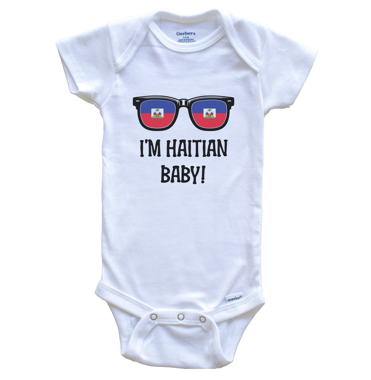 I'm Haitian Baby Haitian Flag Sunglasses Haiti Funny Baby Bodysuit