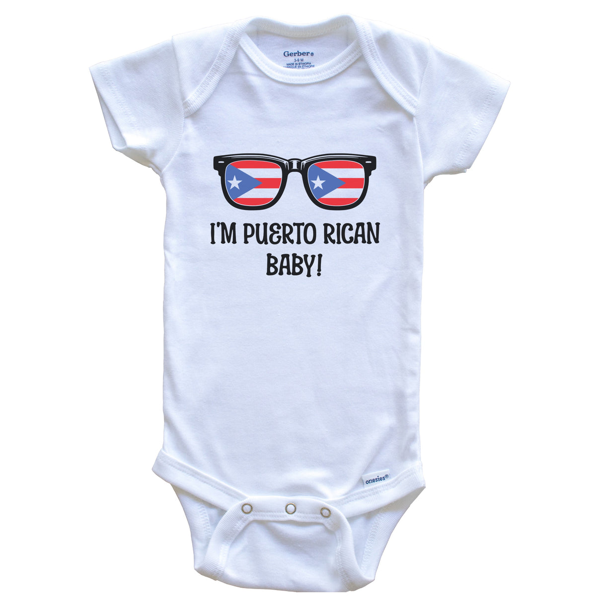 I'm Puerto Rican Baby Flag Sunglasses Puerto Rico Funny Baby Bodysuit