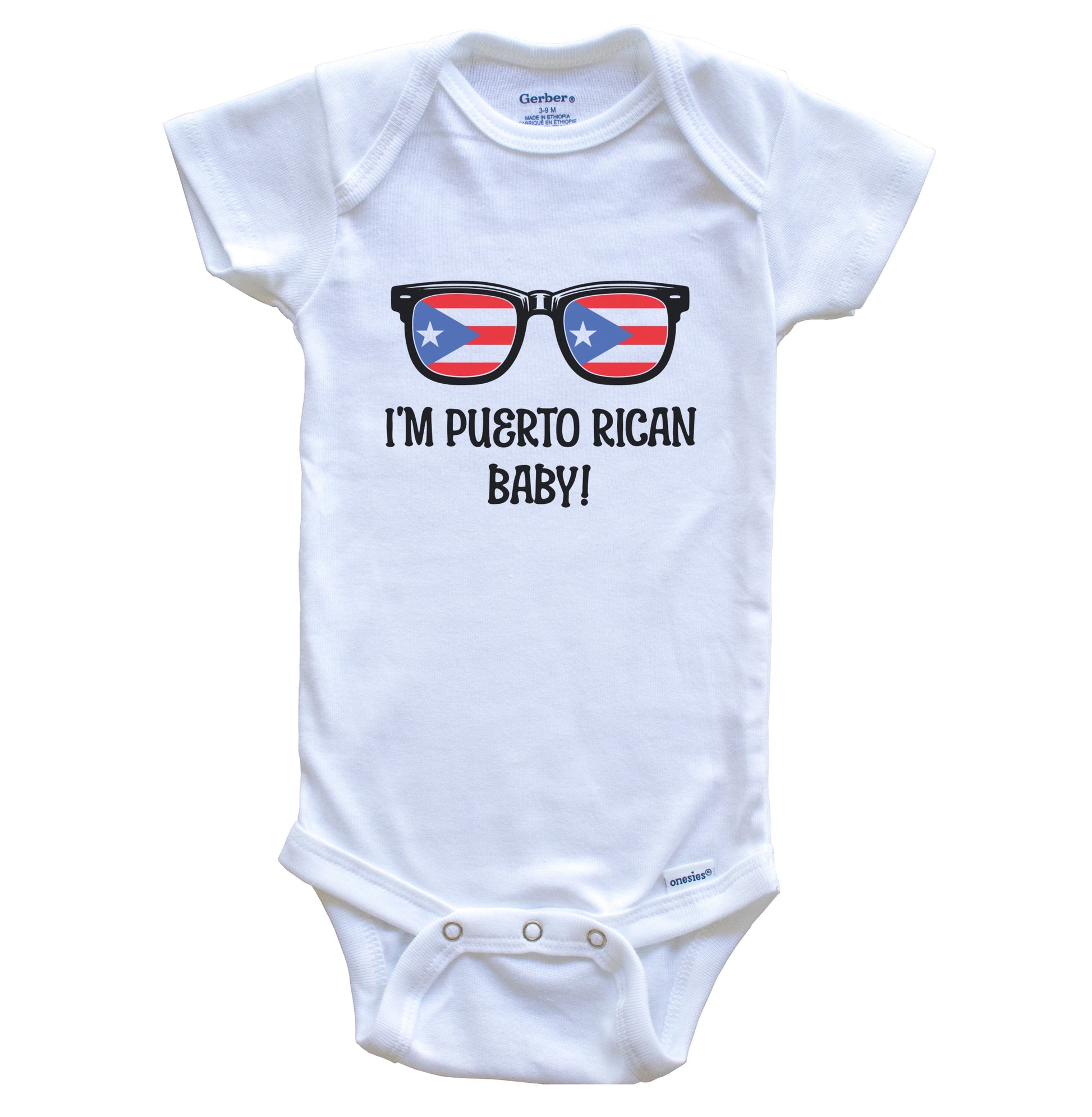 I'm Puerto Rican Baby Flag Sunglasses Puerto Rico Funny Baby Bodysuit