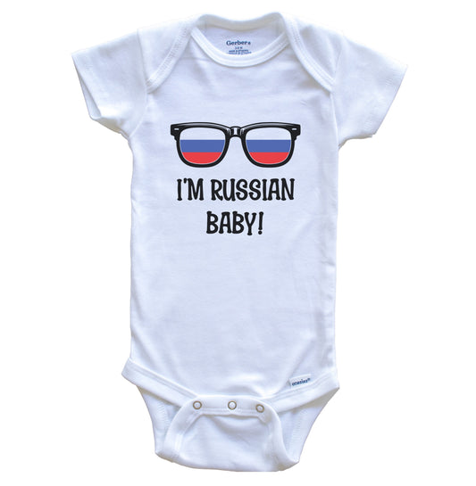 I'm Russian Baby Russian Flag Sunglasses Russia Funny Baby Bodysuit