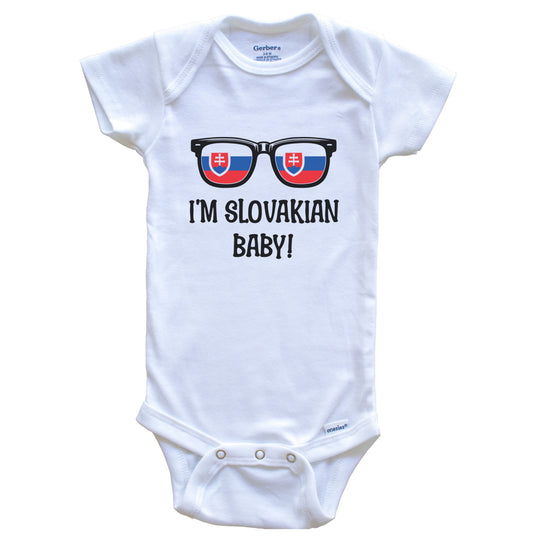 I'm Slovakian Baby Slovakian Flag Sunglasses Slovakia Funny Baby Bodysuit