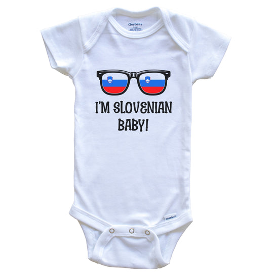 I'm Slovenian Baby Slovenian Flag Sunglasses Slovenia Funny Baby Bodysuit
