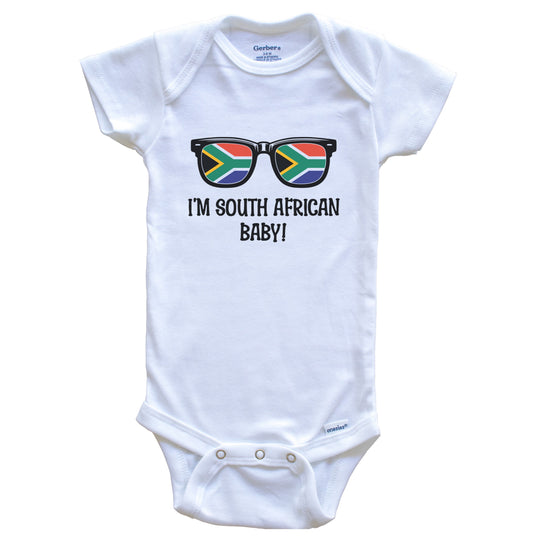I'm South African Baby Flag Sunglasses South Africa Funny Baby Bodysuit