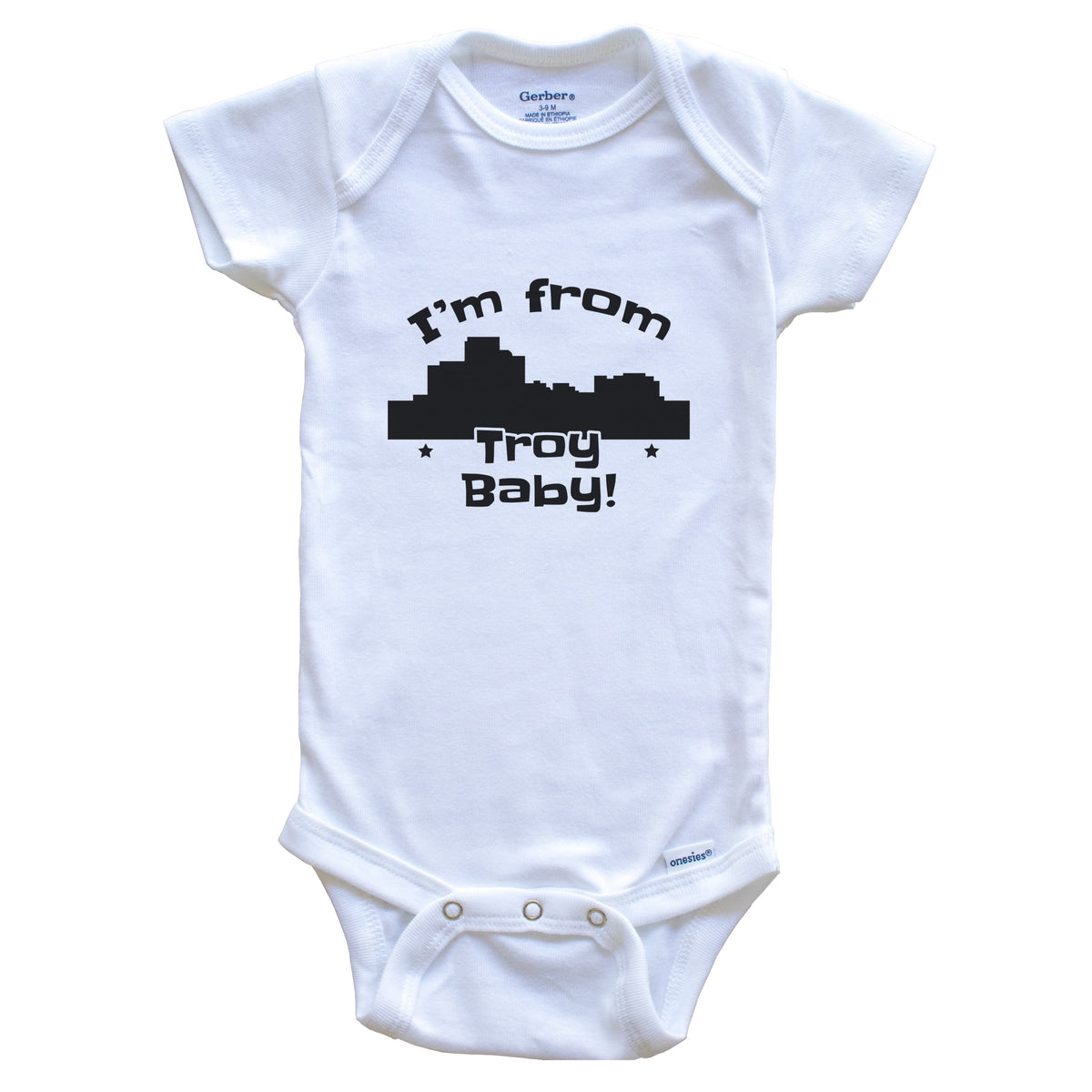 I'm From Troy Baby Funny Troy Michigan Skyline Baby Bodysuit