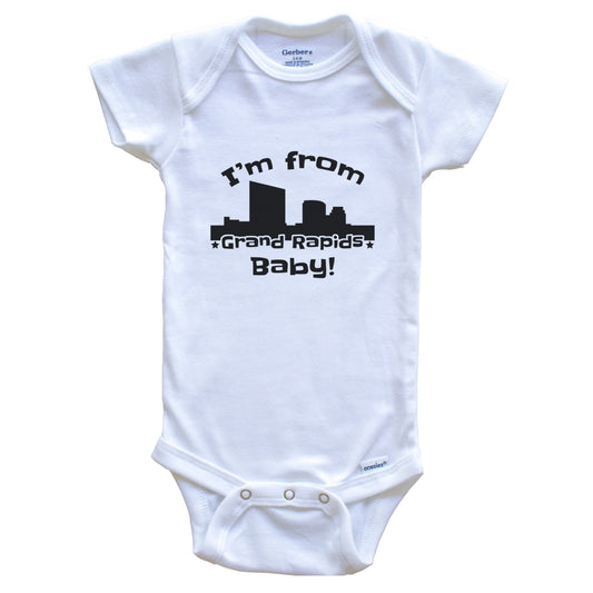 I'm From Grand Rapids Baby Funny Grand Rapids Michigan Skyline Baby Bodysuit