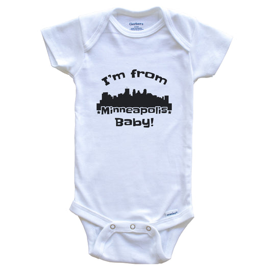 I'm From Minneapolis Baby Funny Minneapolis Minnesota Skyline Baby Bodysuit