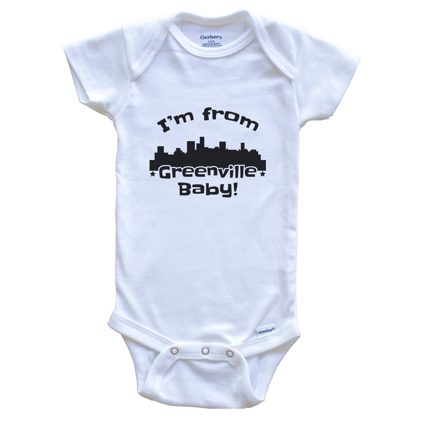 I'm From Greenville Baby Funny Greenville South Carolina Skyline Baby Bodysuit