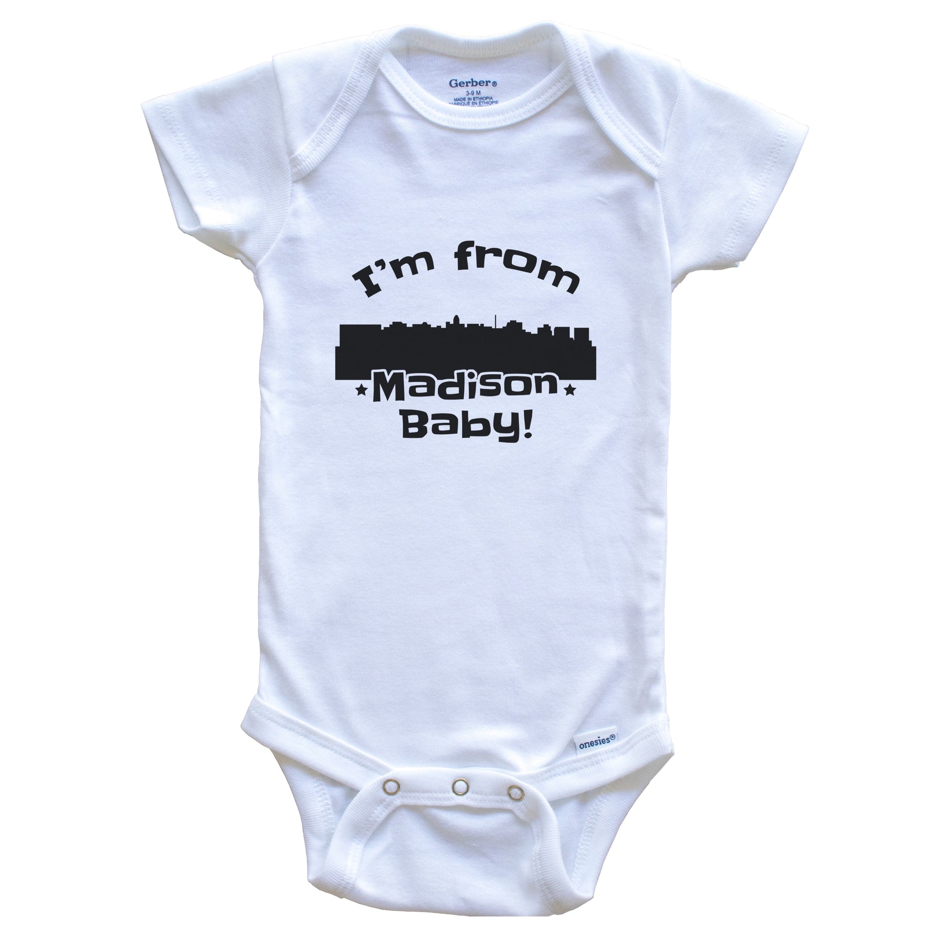 I'm From Madison Baby Funny Madison Wisconsin Skyline Baby Bodysuit