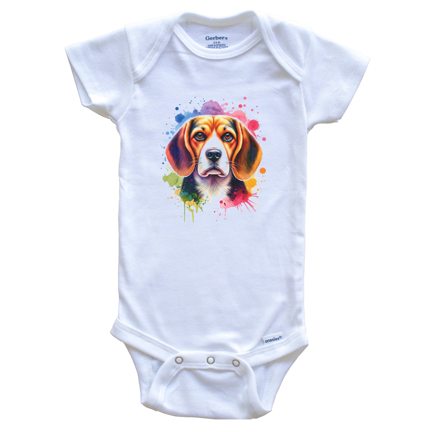 Beagle Rainbow Watercolor Portrait Dog Lover Baby Bodysuit - Beagle Baby Gift