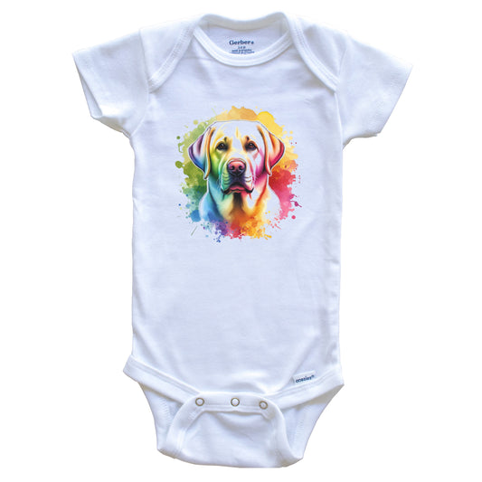 Labrador Retriever Rainbow Watercolor Portrait Dog Lover Baby Bodysuit - Labrador Retriever Baby Gift
