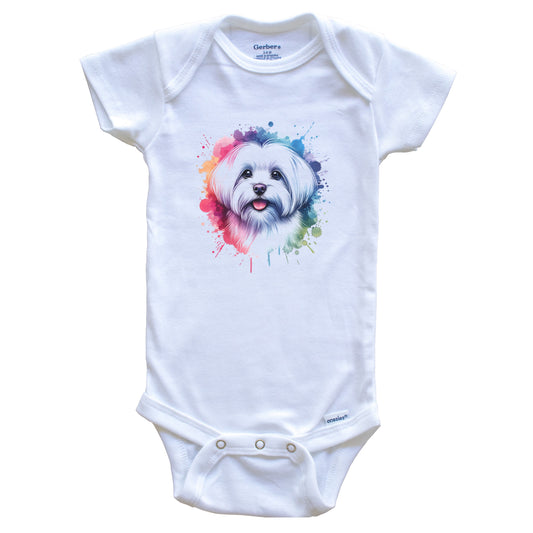 Maltese Rainbow Watercolor Portrait Dog Lover Baby Bodysuit - Maltese Baby Gift