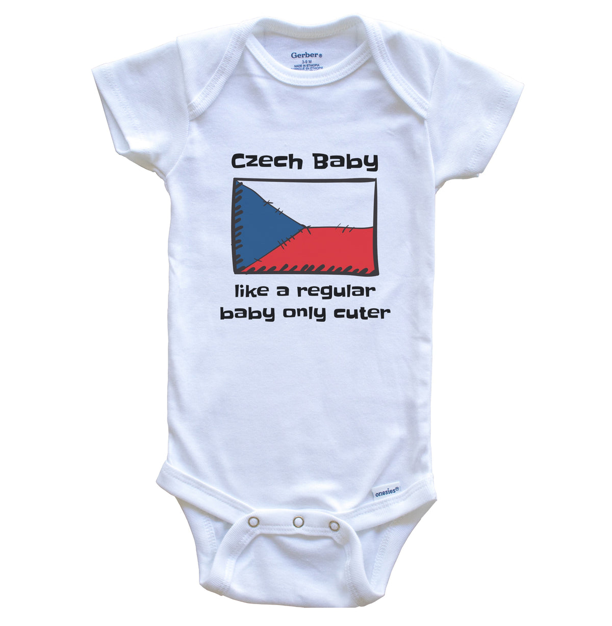Czech Baby Like A Regular Baby Only Cuter Funny Czech Republic Flag Baby Bodysuit